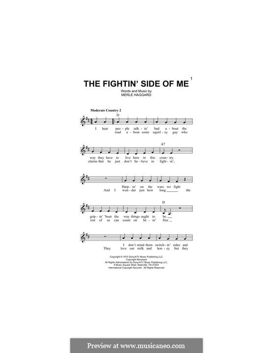 The Fightin' Side of Me: Melody line by Merle Haggard