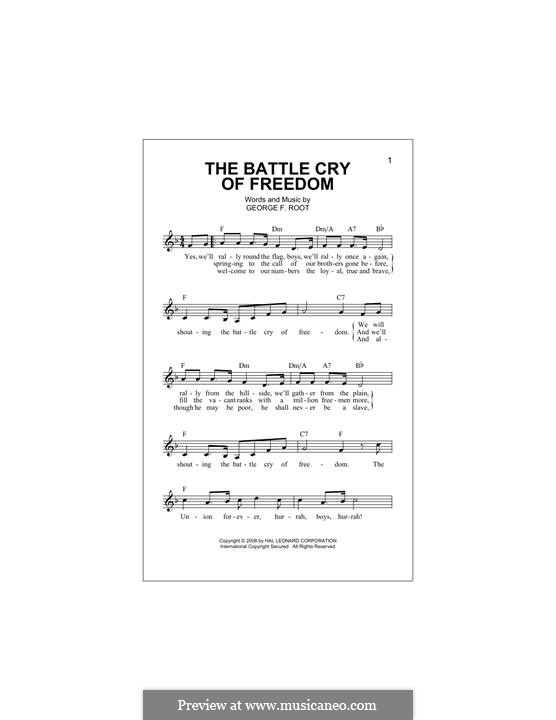 The Battle Cry of Freedom: Melody line by George Frederick Root