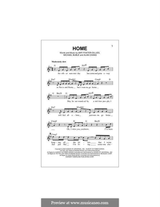 Home: Melody line by Alan Chang, Amy Foster-Gillies, Michael Bublé