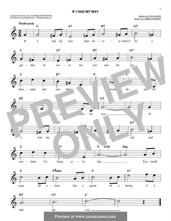 If I Had My Way: Melody line by James Kendis