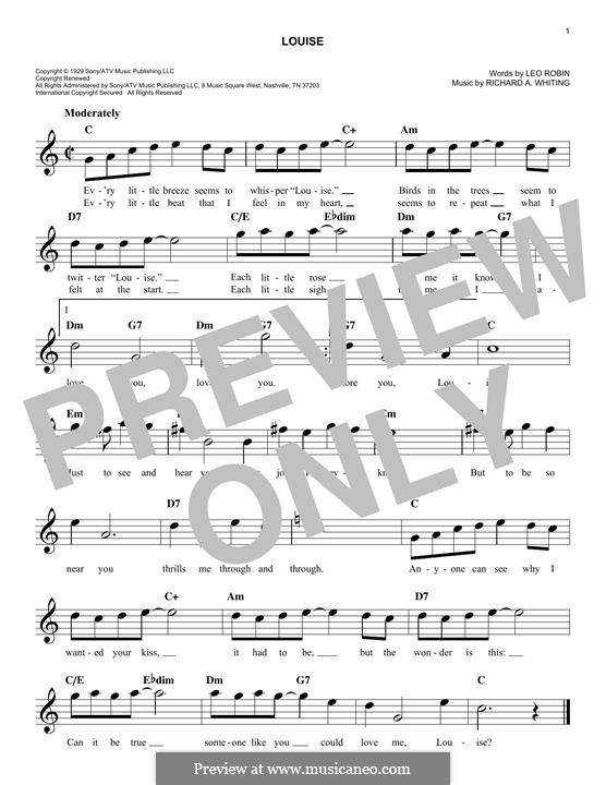Louise: Melody line by Richard A. Whiting
