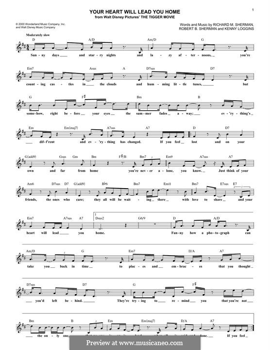 Your Heart Will Lead You Home: Melody line by Richard M. Sherman, Robert B. Sherman