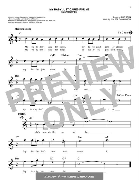 My Baby Just Cares for Me (Nina Simone): Melody line by Walter Donaldson