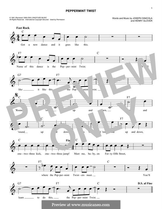 Peppermint Twist (Joey Dee & The Starliters): Melody line by Henry Glover, Joseph DiNicola