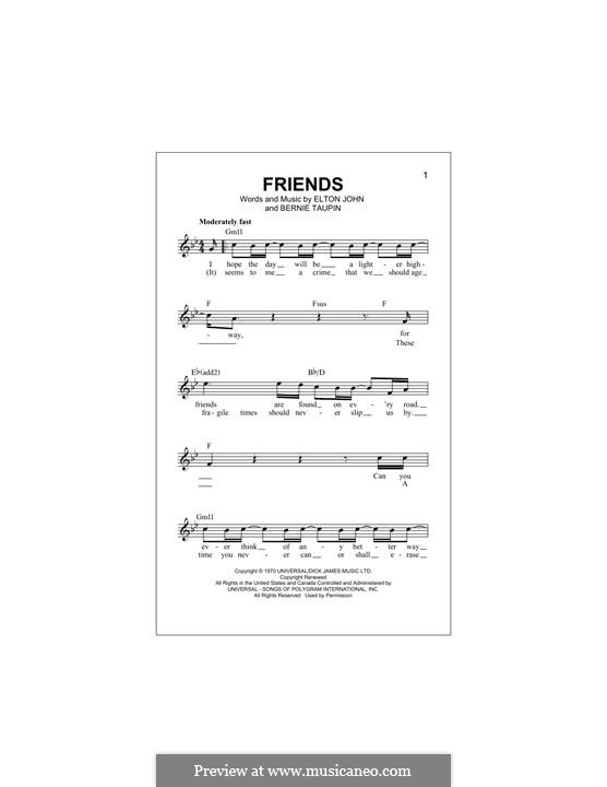 Friends: Melody line by Elton John