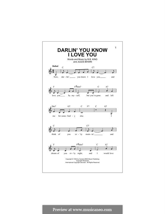 Darlin' You Know I Love You: Melody line by Jules Bihari