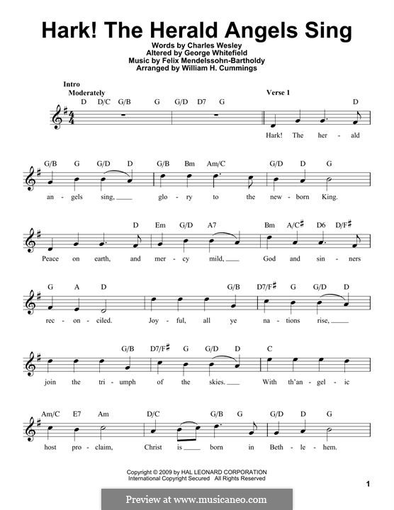 Vocal version: Melody line by Felix Mendelssohn-Bartholdy