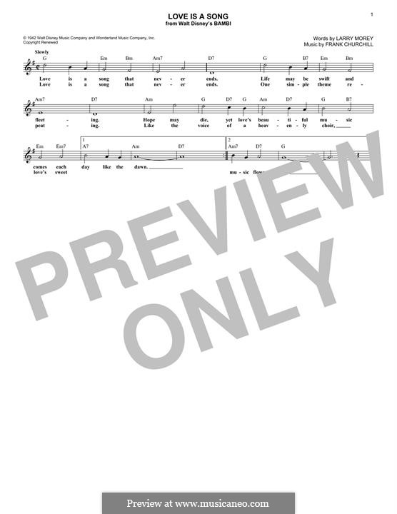 Love is a Song (from Bambi): Melody line by Frank Churchill