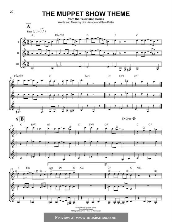 The Muppet Show Theme (Jim Henson): For guitar by Sam Pottle