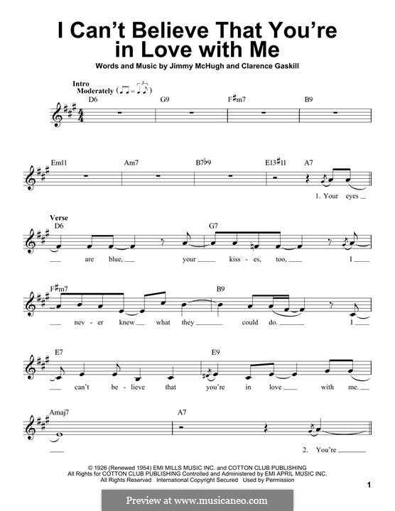I Can't Believe That You're in Love with Me: Melody line by Clarence Gaskill