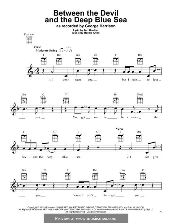 Between the Devil and the Deep Blue Sea: For ukulele by Harold Arlen