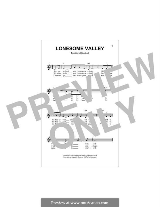 Lonesome Valley: Melody line by folklore