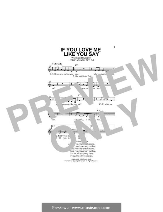 If You Love Me Like You Say: Melody line by Little Johnny Taylor