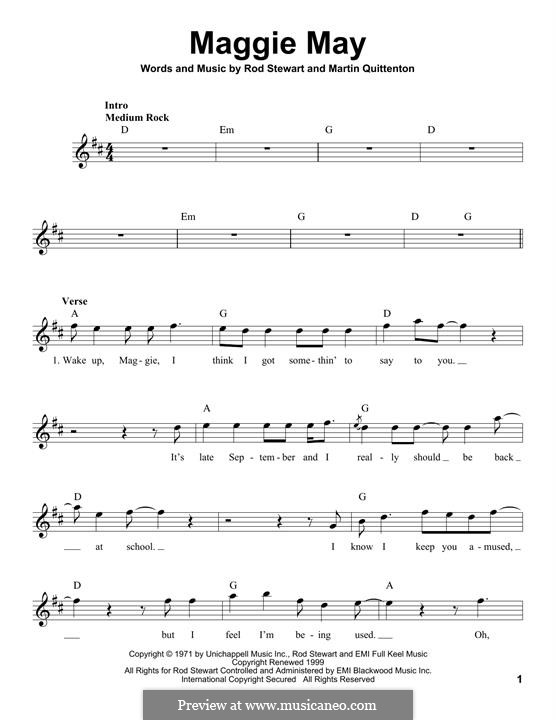 Maggie May: Melody line by Martin Quittenton, Rod Stewart