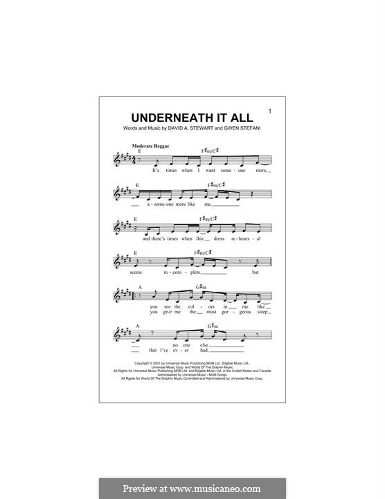 Underneath It All (No Doubt): Melody line by David A. Stewart, Gwen Stefani