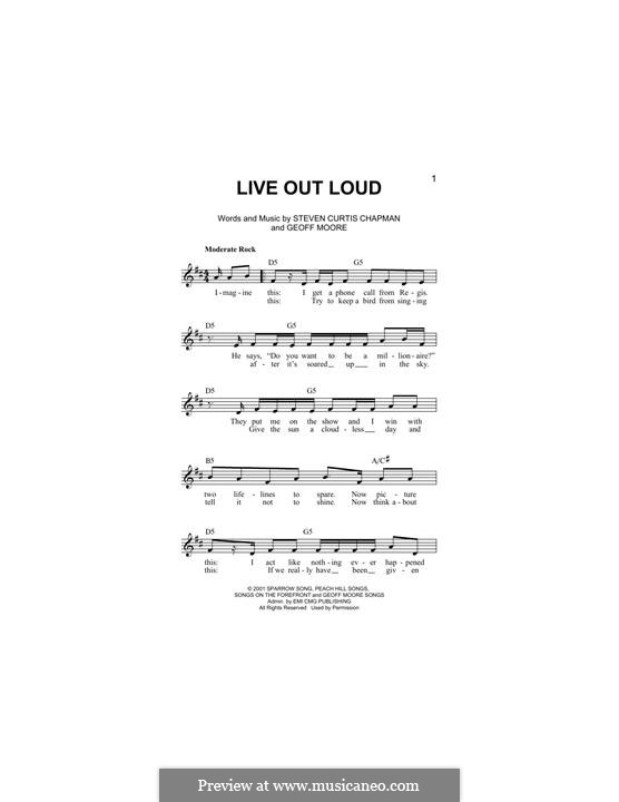 Live Out Loud by S.C. Chapman sheet music on MusicaNeo