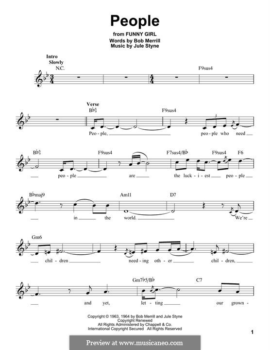 People from Funny Girl (Barbra Streisand): Melody line by Jule Styne