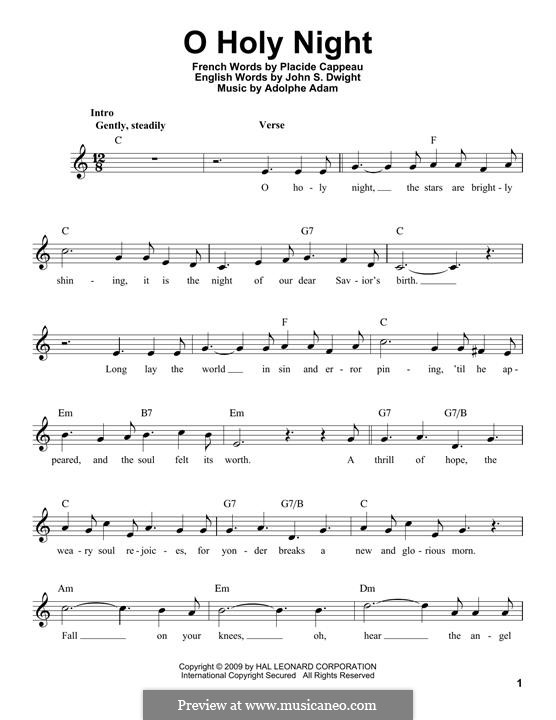 Vocal version (Printable scores): Melody line by Adolphe Adam