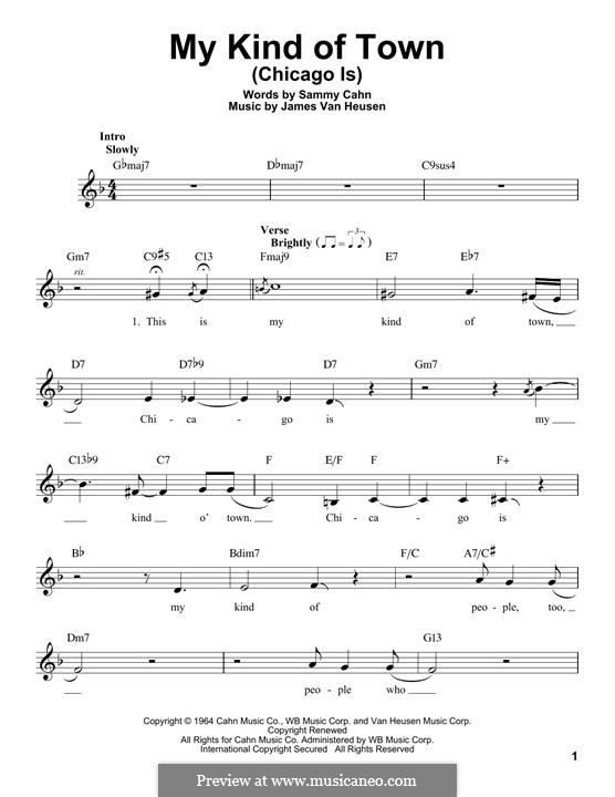 My Kind of Town (Chicago Is) by J.V. Heusen - sheet music on MusicaNeo