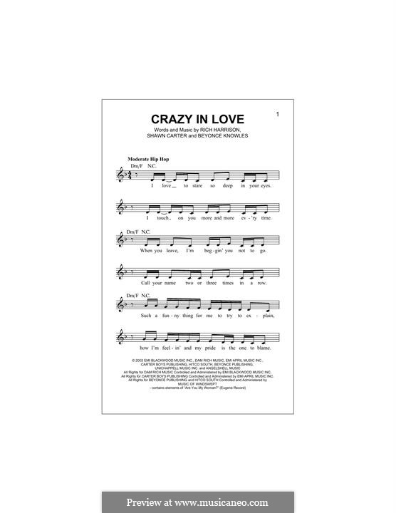 Crazy in Love (Beyonce feat. Jay-Z): Melody line by Beyoncé, Rich Harrison, Jay-Z