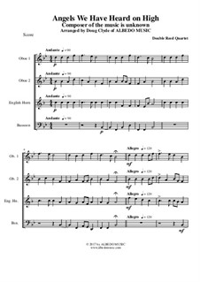 Angels We Have Heard on High: For double reed quartet by Unknown (works before 1850)