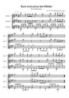 Bunt sind schon die Wälder (Woods in autumn colours): For trio guitars (A Major) by Johann Friedrich Reichardt