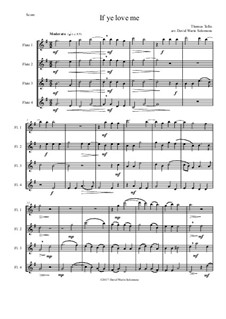 If Ye Love Me: For four flutes by Thomas Tallis