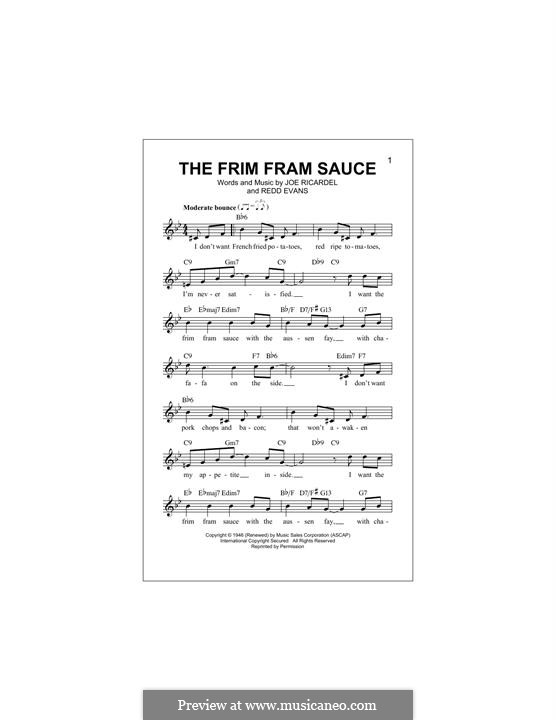 The Frim Fram Sauce: Melody line by Joe Ricardel