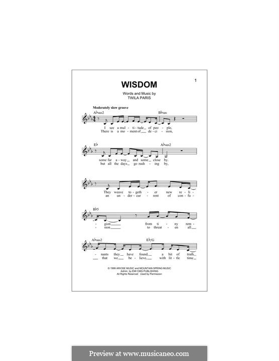 Wisdom: Melody line by Twila Paris