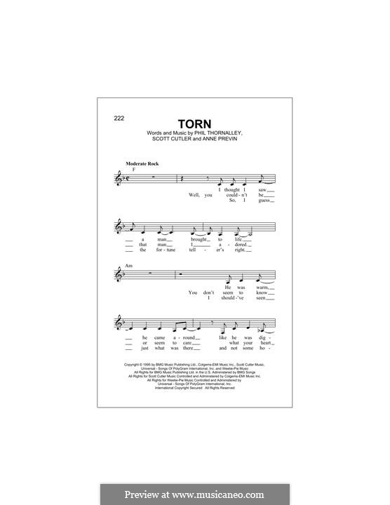 Torn (Natalie Imbruglia): Melody line by Anne Preven, Phil Thornalley, Scott Cutler