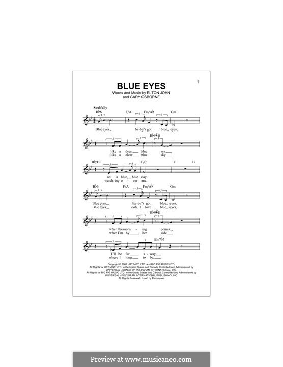 Blue Eyes by E. John, G. Osborne sheet music on MusicaNeo
