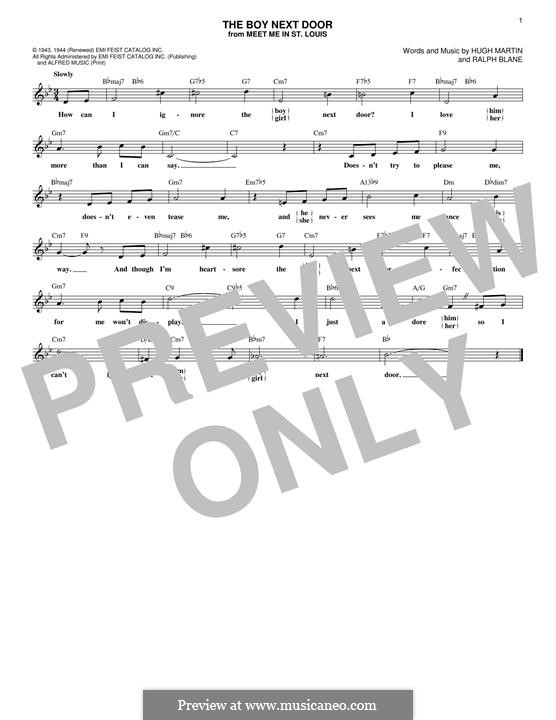 The Boy Next Door (Judy Garland): Melody line (Secrets) by Hugh Martin, Ralph Blane