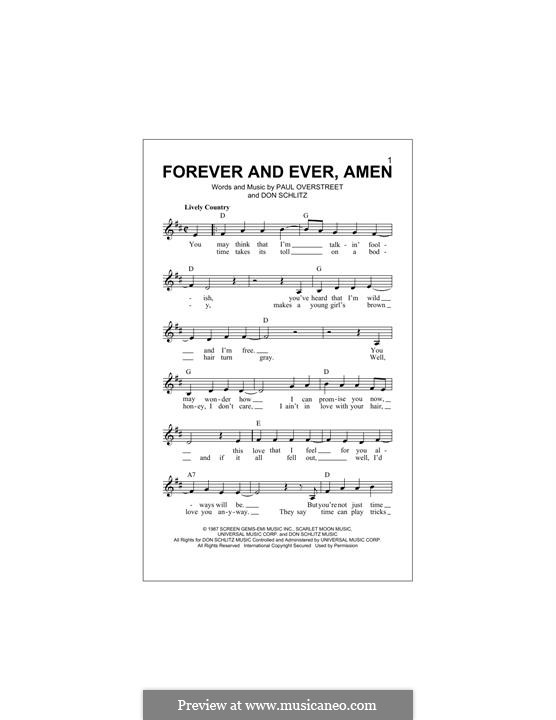 Forever and Ever, Amen (Randy Travis): Melody line by Don Schlitz, Paul Overstreet