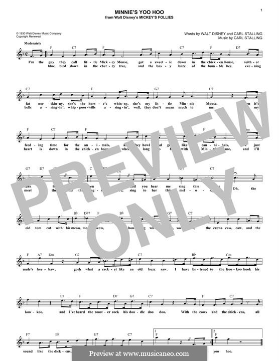 Minnie's Yoo Hoo (Walt Disney): Melody line by Carl Stalling