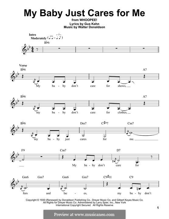 My Baby Just Cares for Me (Nina Simone): Melody line by Walter Donaldson