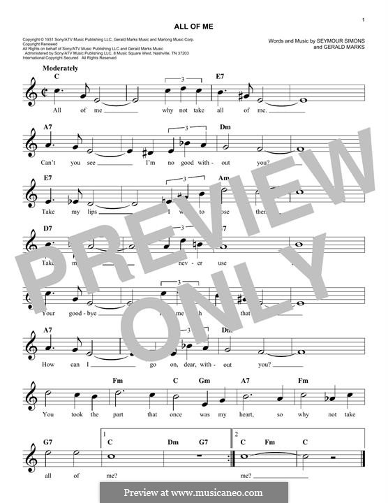 All of Me: Melody line by Seymour Simons, Gerald Marks