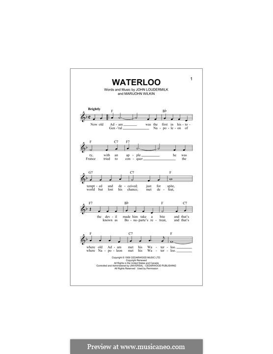 Waterloo (Stonewall Jackson): Melody line by John D. Loudermilk, Marijohn Wilkin