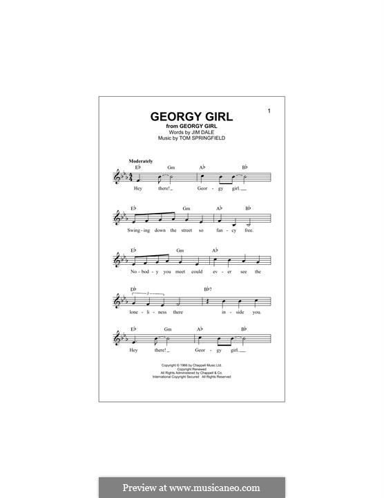Georgy Girl (The Seekers): Melody line by Jim Dale, Tom Springfield