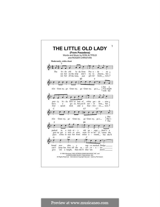 The little old lady from pasadena by d altfeld r christian on