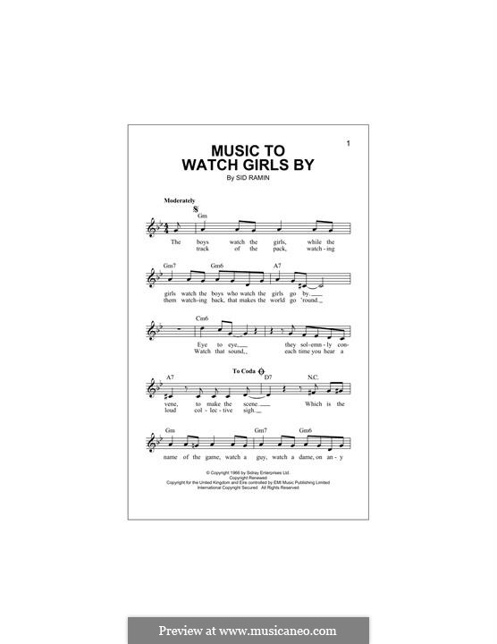 Music to Watch Girls By: Melody line by Anthony Velona, Sidney Ramin