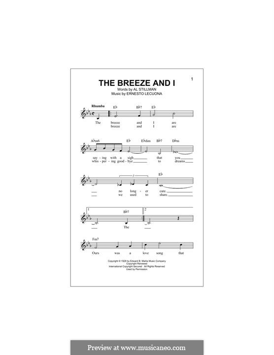 The Breeze and I: Melody line by Ernesto Lecuona