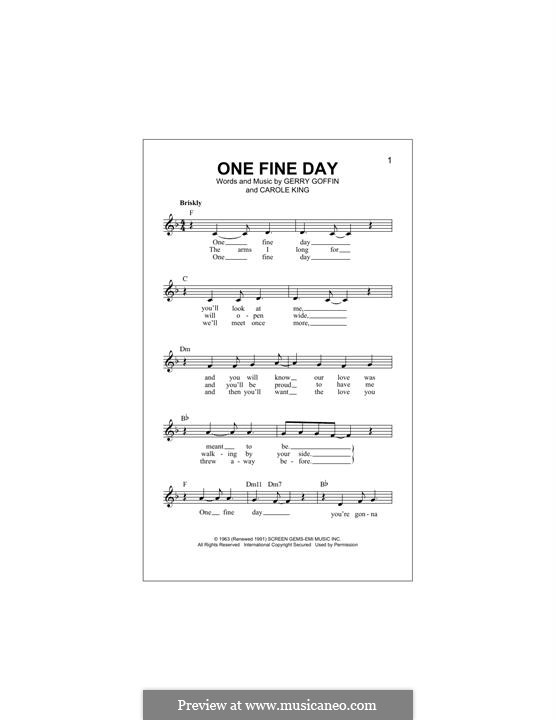 One Fine Day (Rita Coolidge): Melody line by Carole King, Gerry Goffin