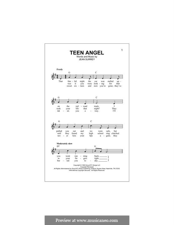 Teen Angel: Melody line by Jean Surrey