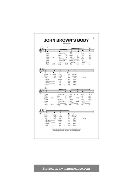 John Brown's Body: Melody line by folklore