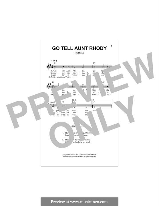 Go Tell Aunt Rhody: Melody line by folklore