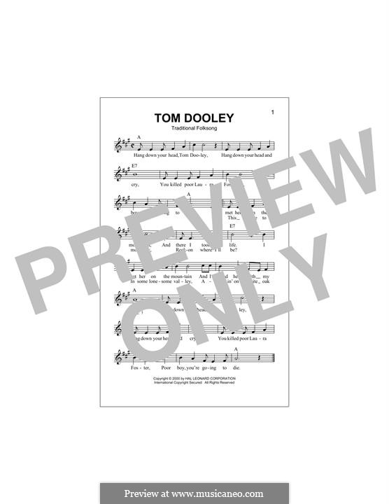 Tom Dooley: Melody line by folklore