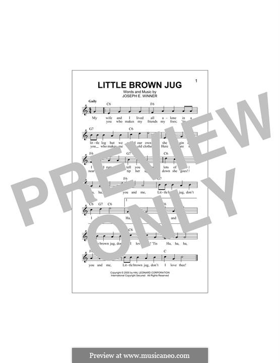 Little Brown Jug: Melody line by Joseph Eastburn Winner