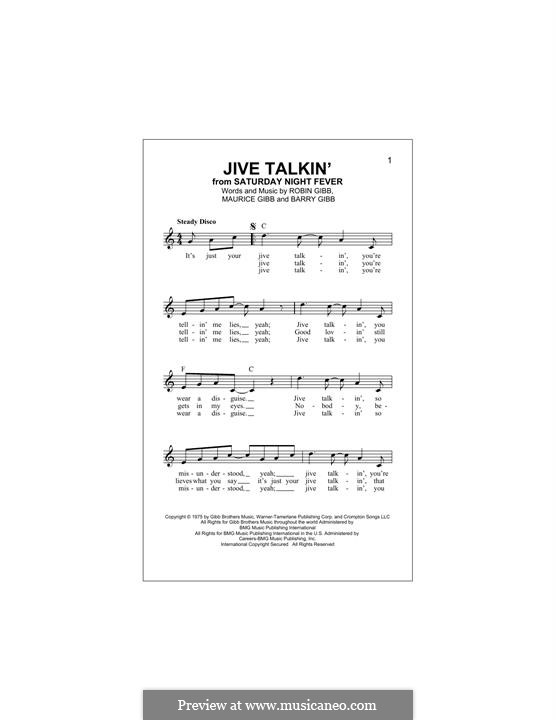 Jive Talkin' (The Bee Gees): Melody line by Barry Gibb, Maurice Gibb, Robin Gibb