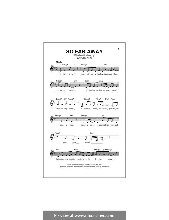 So Far Away: Melody line by Carole King
