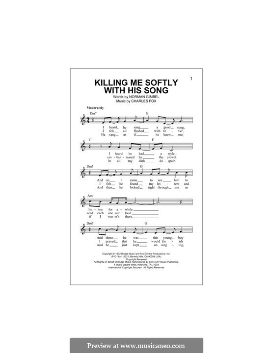 Killing Me Softly with His Song: Melody line by Charles Fox
